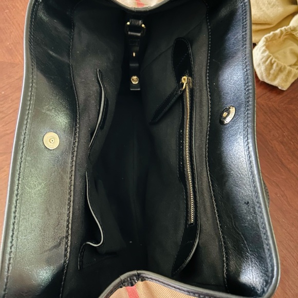 BURBERRY CANTERBURY BLACK LEATHER HOUSE CHECK CANVAS
SHOULDER SMALL TOTE BAG - Picture 2 of 8